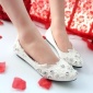 女士时装鞋 现货批发水钻蕾丝新娘伴娘礼服婚鞋 手工婚纱平底单鞋